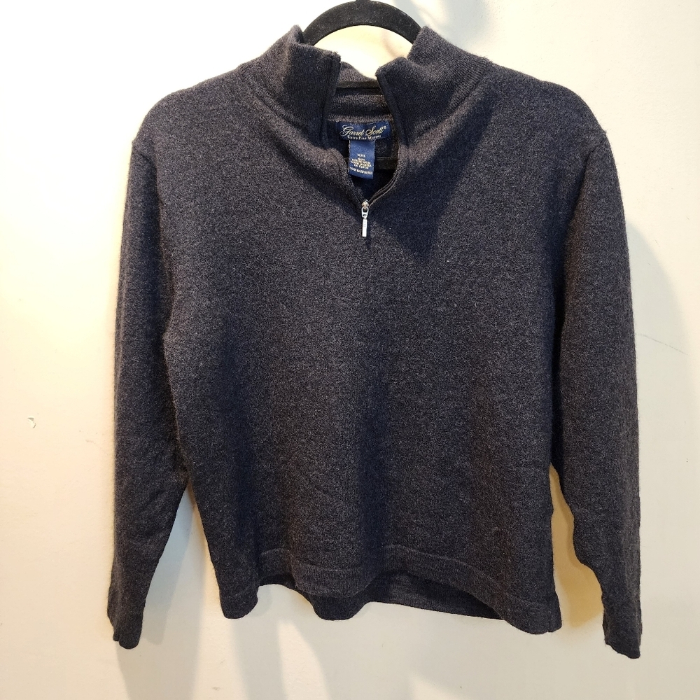 GARRET SCOTT Extra Fine Merino Wool Gray Quarter-Zip Sweater XXL (FITS M)